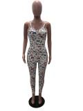 White Butterfly Cami Jumpsuit with Face Cover