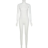 White Sleeveless Bodycon Jumpsuit