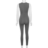 Gray Sleeveless Bodycon Jumpsuit