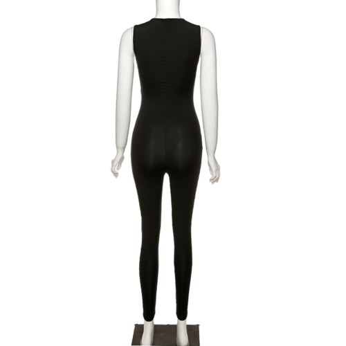 Black Sleeveless Bodycon Jumpsuit