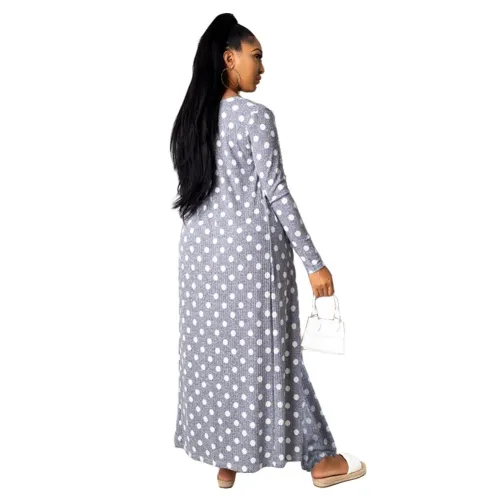 Gray Polka Dot Cami Jumpsuit and Long Coat