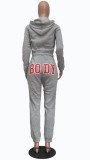Light Gray Letter Print Hooded Sweatsuits