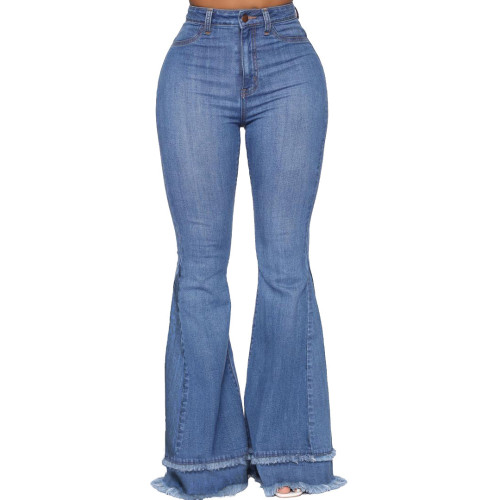 Blue Tassel Bell Bottom  Fashion Jeans