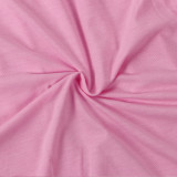 Plus Size Pink Short Sleeve Drawstring Romper
