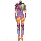Colorful Zipper Long Sleeve Top and Pants