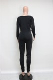 Black Long Sleeve Casual Top & Pocket Pants