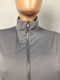 Colorblock Gray 1/2 Zipper Sweatsuits