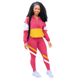 Colorblock Pink 1/2 Zipper Sweatsuits