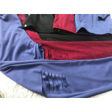 Blue Ripped Zipper Two Piece Pants Set