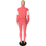 Colorblock Pink 1/2 Zipper Sweatsuits