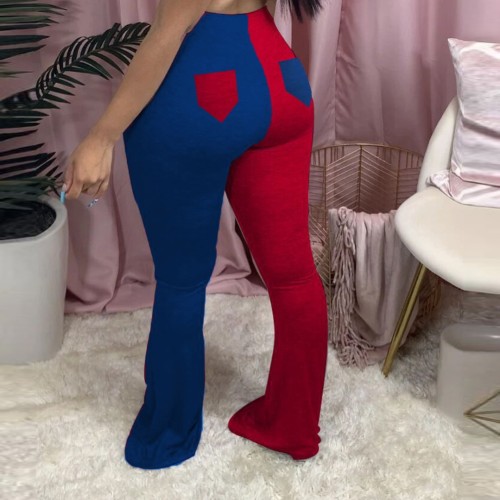 Red & Blue Two Tone Flare Pants