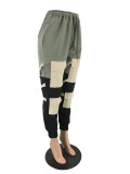 Army Green Contrast Pockets Pants