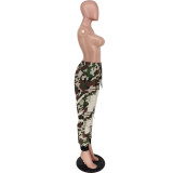 Camo Print Contrast Pockets Pants