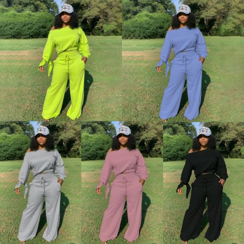 Pink Two Piece Wide Leg Pants Set