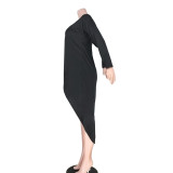 Irregular Black High Low Long Dress Top