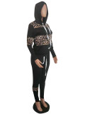 Leopard Panel Hooded Sweatsuits