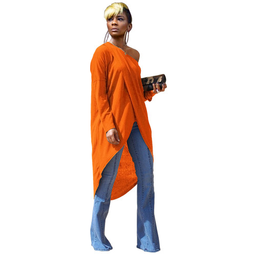 Irregular Orange High Low Long Dress Top