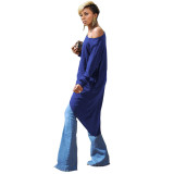 Irregular Blue High Low Long Dress Top