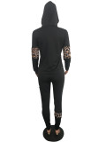 Leopard Panel Hooded Sweatsuits