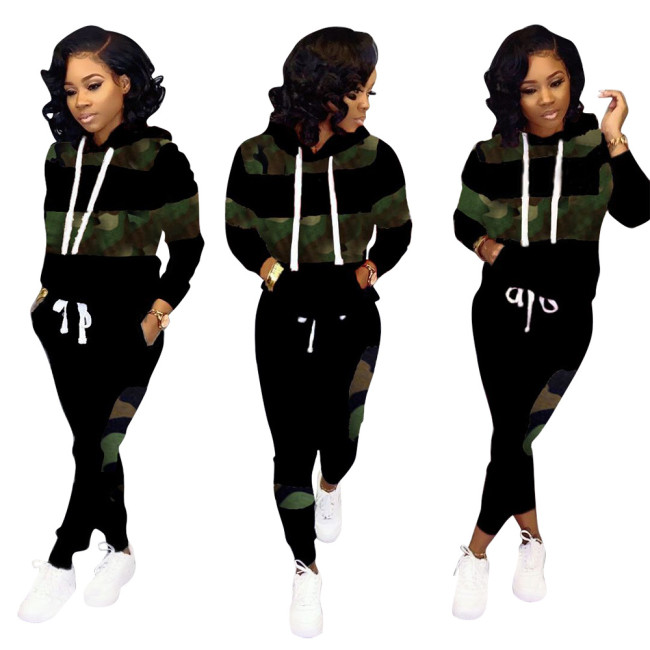 Camo Panel Hooded Sweatsuits