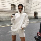 Top Hoodie Two Piece Shorts Plain Tracksuit