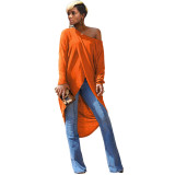 Irregular Orange High Low Long Dress Top