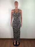Leopard Print Slit Cami Maxi Dress