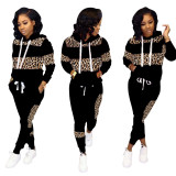 Leopard Panel Hooded Sweatsuits