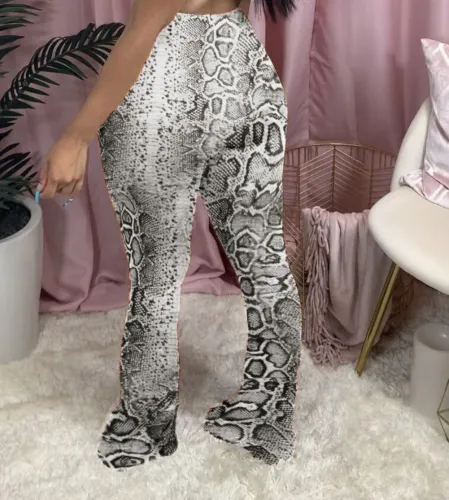 High Waist Animal Skin Flare Pants