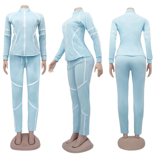 Blue Tracksuit with Contrast Binding