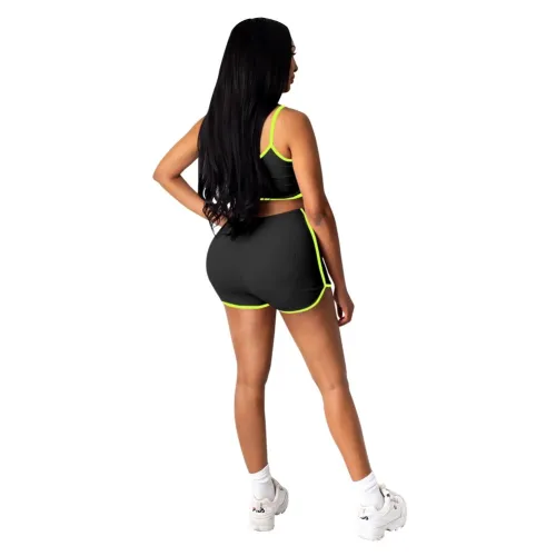 Yoga Crop Top and Shorts Two Piece Set