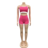 Yoga Crop Top and Shorts Two Piece Set