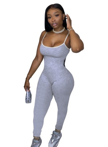 Solid Sporty Bodycon Cami Jumpsuit