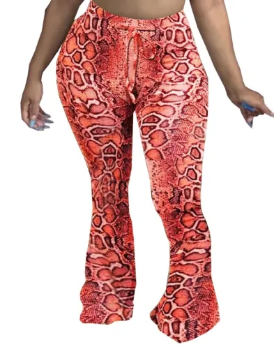 High Waist Animal Skin Flare Pants