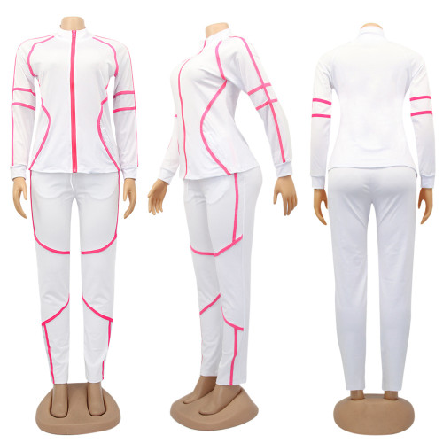 White Tracksuit with Contrast Binding