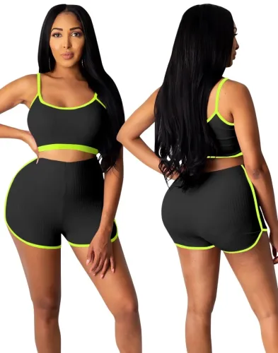 Yoga Crop Top and Shorts Two Piece Set