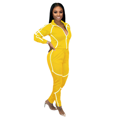 Yellow Tracksuit with Contrast Binding