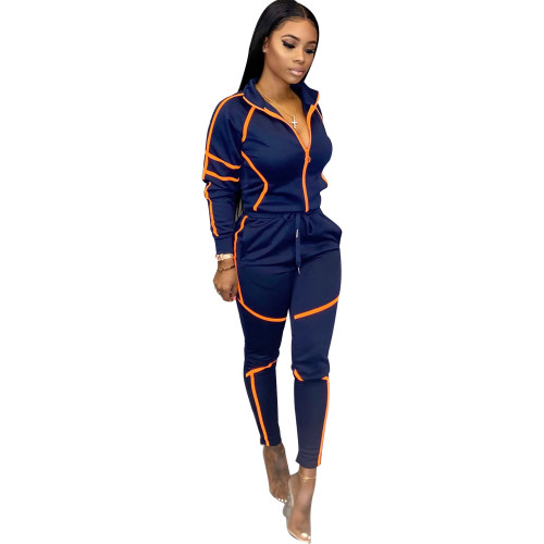 Navy Tracksuit with Contrast Binding