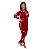 Red Tracksuit with Contrast Binding