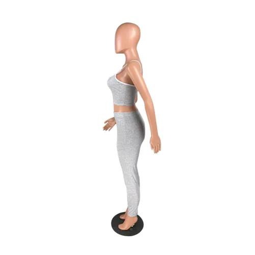 Solid Cami Top and Tight Pants Set