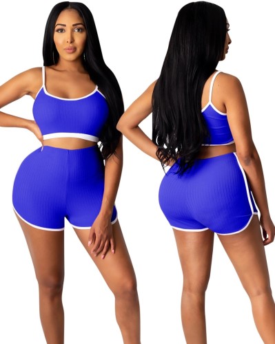 Yoga Crop Top and Shorts Two Piece Set