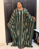 African Striped Sequin Long Gown