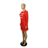 Plus Size Red Letter Print T-Shirt Dress