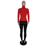 Red Puff Sleeve Long Sleeve Top