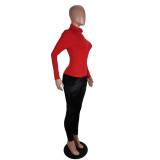 Red Puff Sleeve Long Sleeve Top