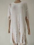 White Distressed Sweater Dress