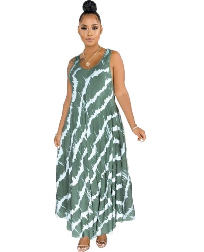 Print Sleeveless Casual Maxi Dress