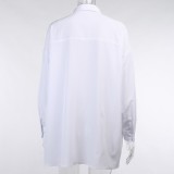 White Oversize Blouse with Lantern Sleeves