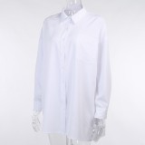 White Oversize Blouse with Lantern Sleeves