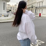 White Oversize Blouse with Lantern Sleeves